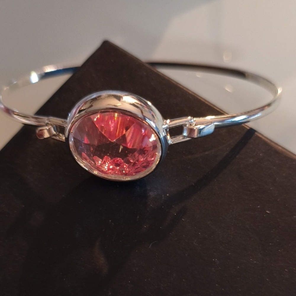 Avon Silver Bracelet with Pink Gemstone